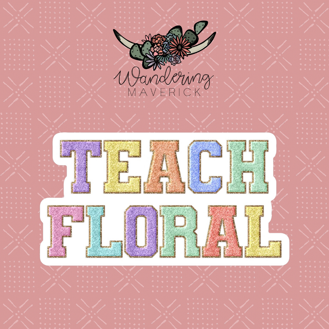 Faux Chenille Teach Floral Sticker