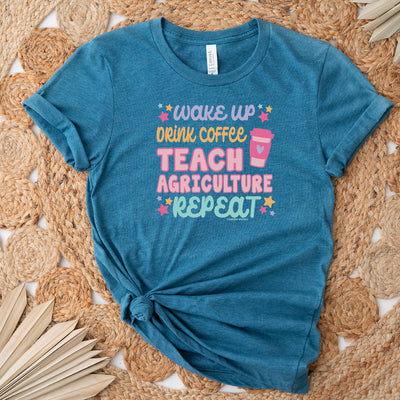 Wake Up, Drink Coffee, Teach Agriculture, Repeat T-Shirt (XS-4XL) - Multiple Colors!