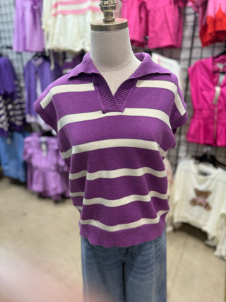 Sweet Lavender Stripe Top - S-2XL
