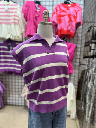 Sweet Lavender Stripe Top - S-2XL