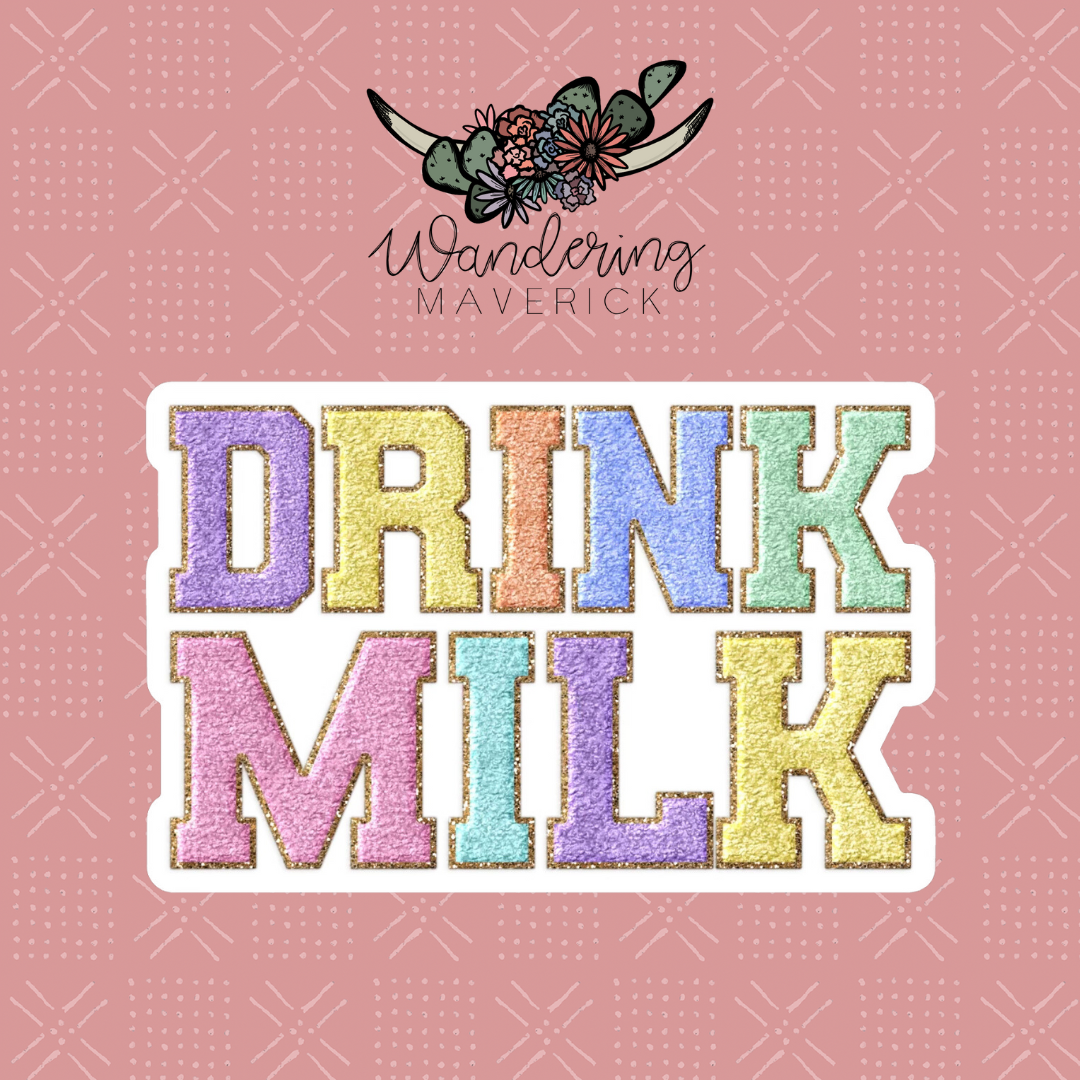 Faux Chenille Drink Milk Sticker