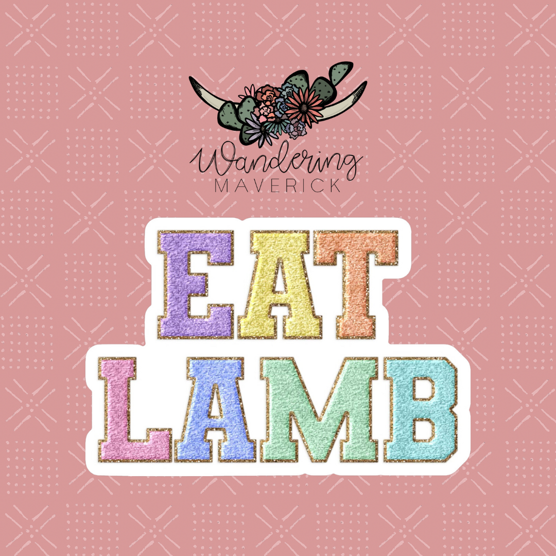 Faux Chenille Eat Lamb  Sticker