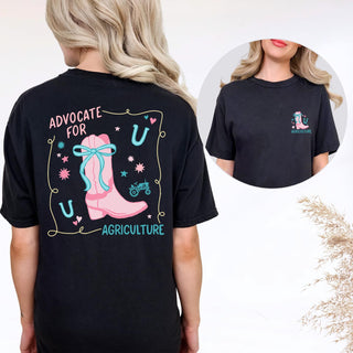 BOOT ADVOCATE FOR AGRICULTURE - Front & Back Comfort Colors T-Shirt