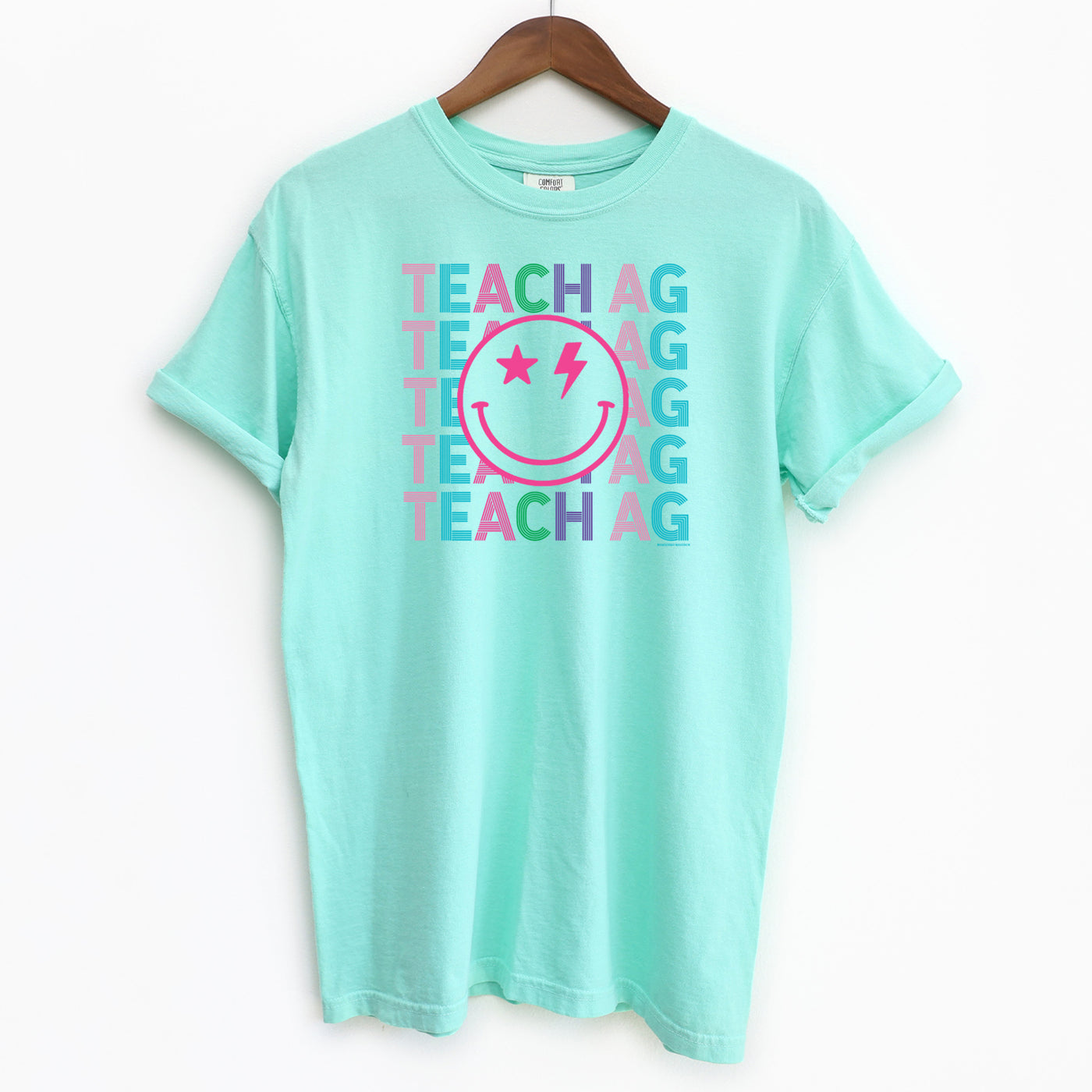 Teach Ag Line Smile ComfortWash/ComfortColor T-Shirt (S-4XL) - Multiple Colors!