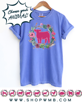 CACTUS WREATH ANIMALS - CHOOSE YOUR ANIMAL – Comfort Colors T-Shirt