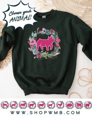 CACTUS WREATH ANIMALS - CHOOSE YOUR ANIMAL – Crewneck