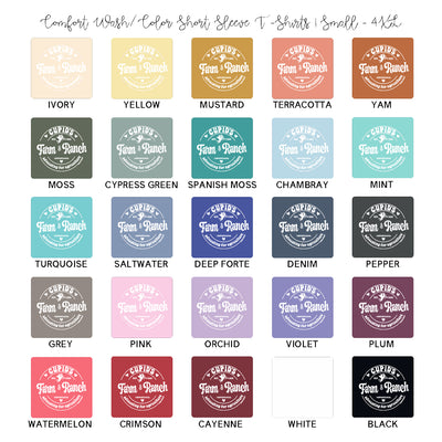 Cupids Farm & Ranch White Ink ComfortWash/ComfortColor T-Shirt (S-4XL) - Multiple Colors!