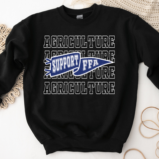 Support Agriculture Pennant - Black - Pink Friday Crewneck