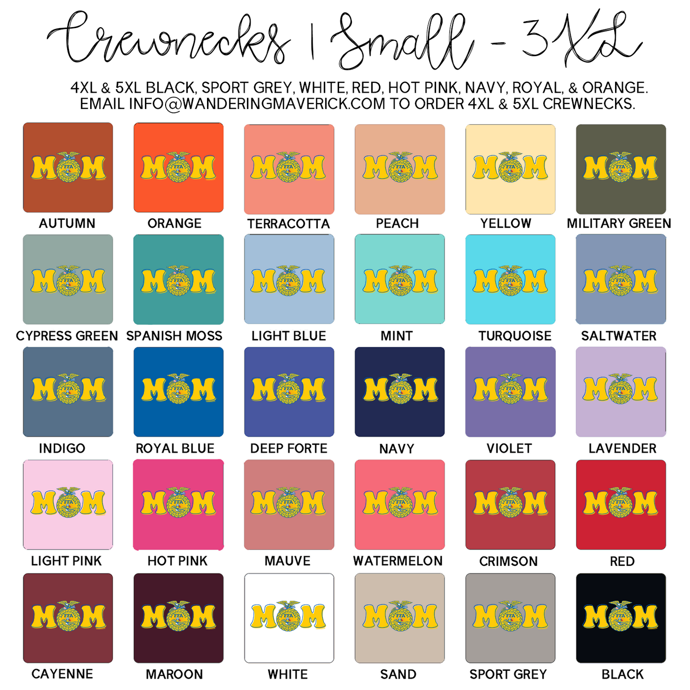 FFA Mom Emblem Crewneck (S-3XL) - Multiple Colors!