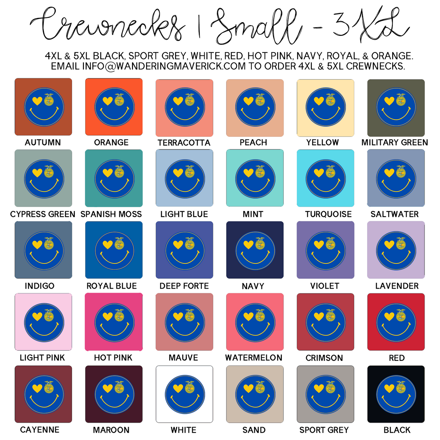 FFA Smiley Crewneck (S-3XL) - Multiple Colors!