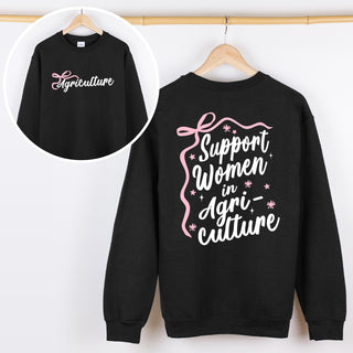 Script Bow Support Women in Agriculture – Front & Back - Crewneck