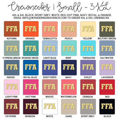 Faux Chenille FFA Yellow Crewneck (S-3XL) - Multiple Colors!