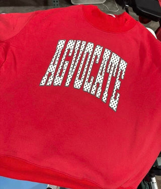 Red AGVOCATE Polka Dot Mock Neck Crewneck