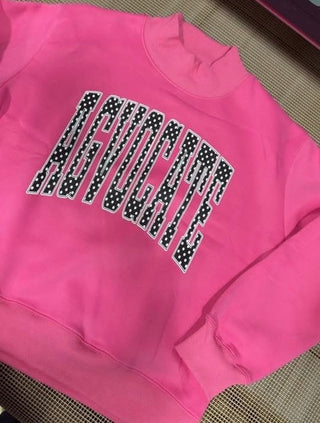 PINK AGVOCATE Polka Dot Mock Neck Crewneck