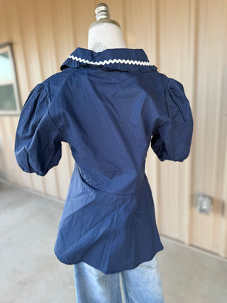 Navy Skies Peplum Top