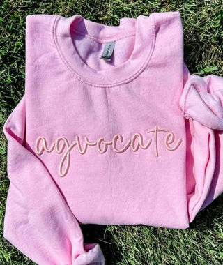 RTS Embroidered Crewneck - Pink Agvocate Puff