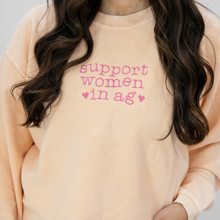 Peach Support Women in Ag Corded Crew
