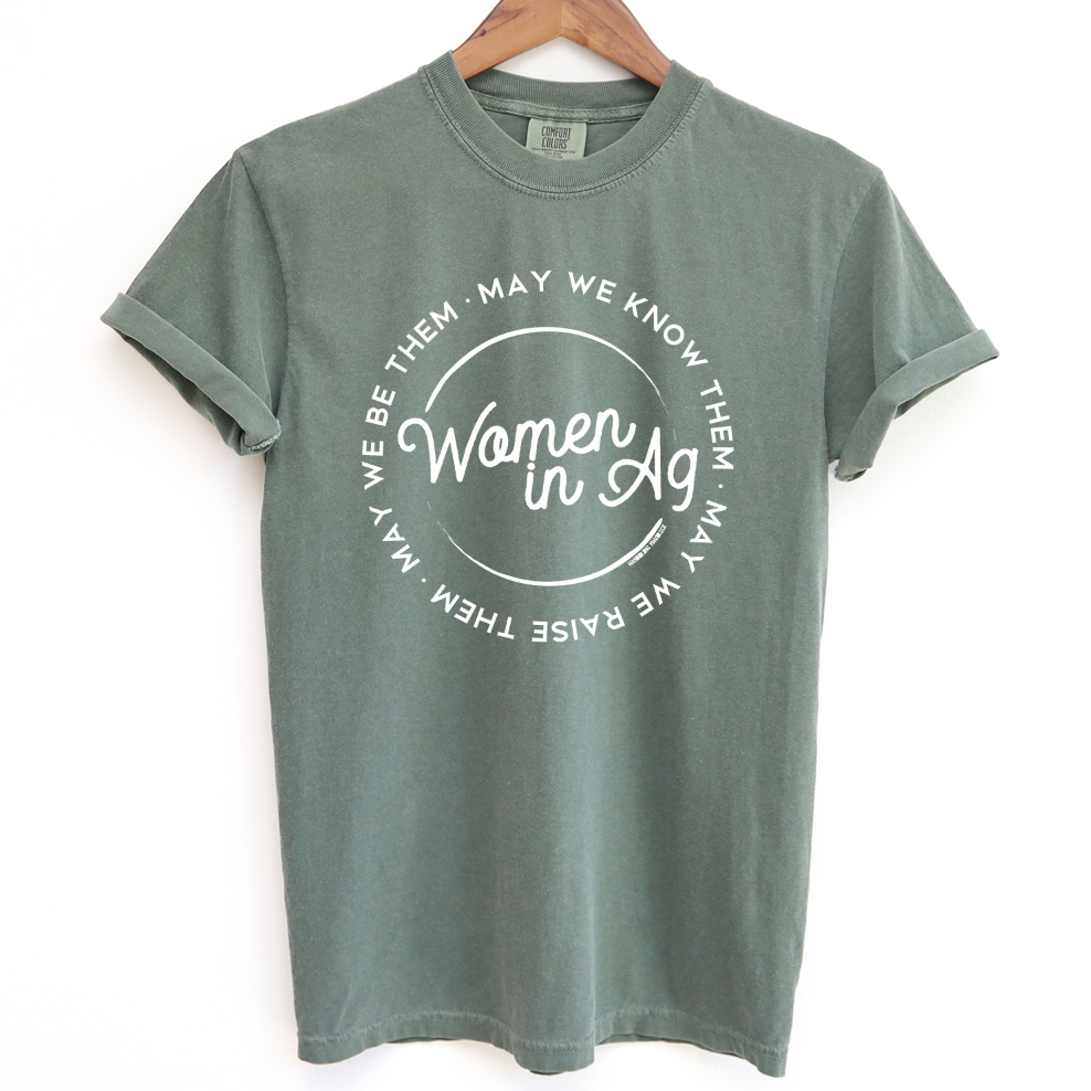 Women in Ag Circle White Ink ComfortWash/ComfortColor T-Shirt (S-4XL) - Multiple Colors!