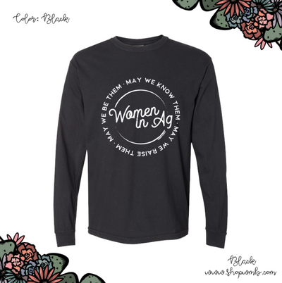 Women in Ag Circle White Ink LONG SLEEVE T-Shirt (S-3XL) - Multiple Colors!