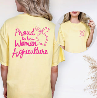 PROUD TO BE A WOMAN IN AG BOW - Front & Back Comfort Colors T-Shirt
