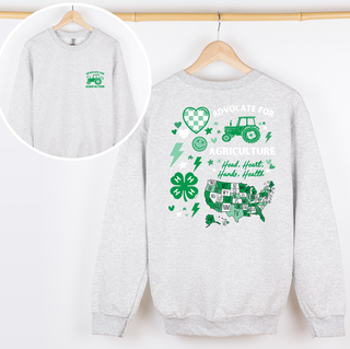 4-H Patchwork - Grey - Pink Friday Crewneck