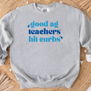 Blue Ag Teachers Hit Curbs - Grey - Pink Friday Crewneck