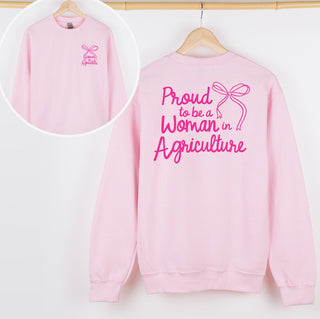 Proud to be a woman in ag bow pink ink – Front & Back - Crewneck