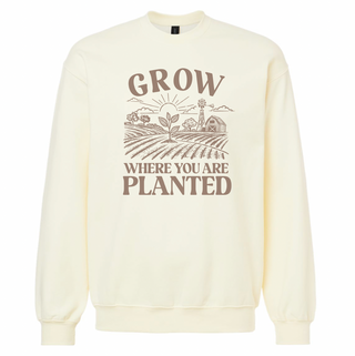 Grow Where You Are Planted - Cream - Pink Friday Crewneck