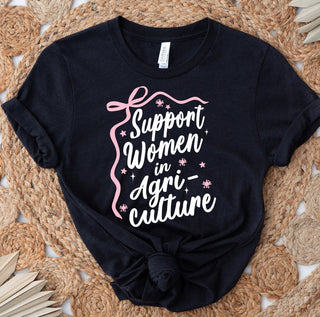 support women in agriculture bow black Tee - Spring Warehouse Sale - Code: SPRING
