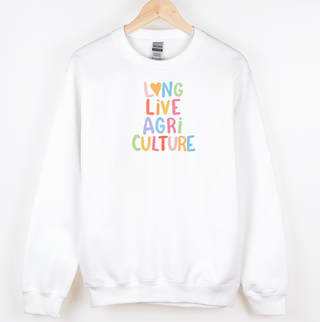 Long Live Agriculture - White - Pink Friday Crewneck