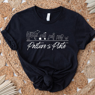 pasture to plate white ink black Tee - Spring Warehouse Sale - Code: SPRING