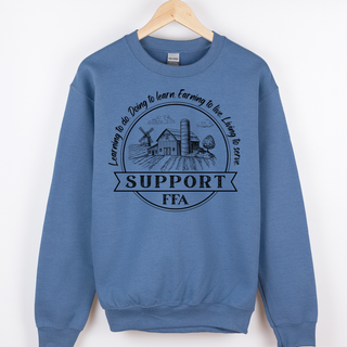 Support FFA Barn - Indigo - Pink Friday Crewneck