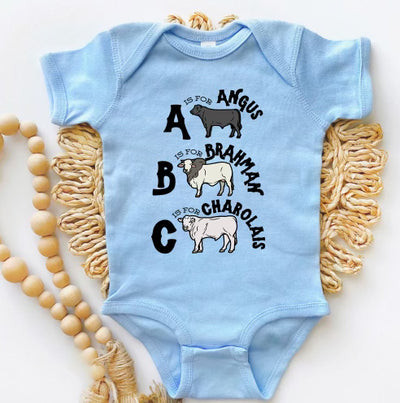 ABC Cattle Breed One Piece/T-Shirt (Newborn - Youth XL) - Multiple Colors!
