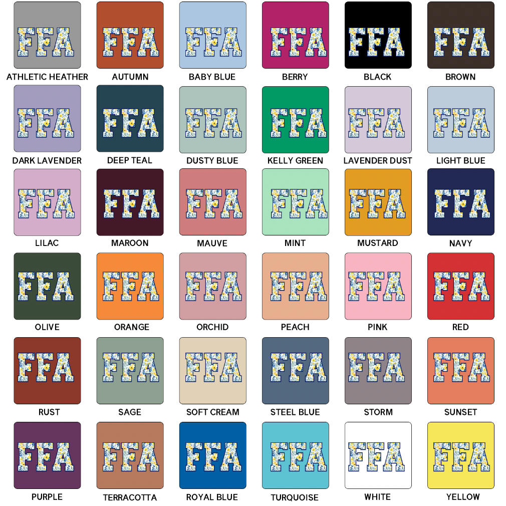 FFA Watercolor Floral T-Shirt (XS-4XL) - Multiple Colors!