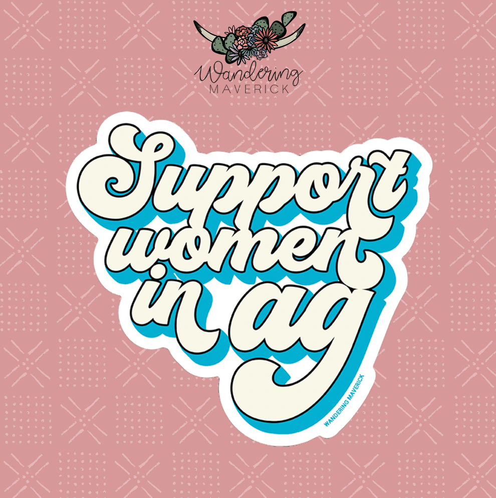 Turquoise Retro Support Women in AG Sticker