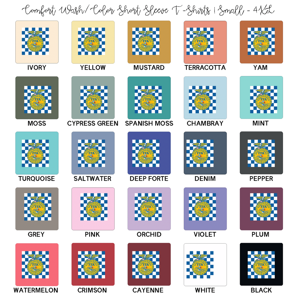 Checkered Emblem ComfortWash/ComfortColor T-Shirt (S-4XL) - Multiple Colors!