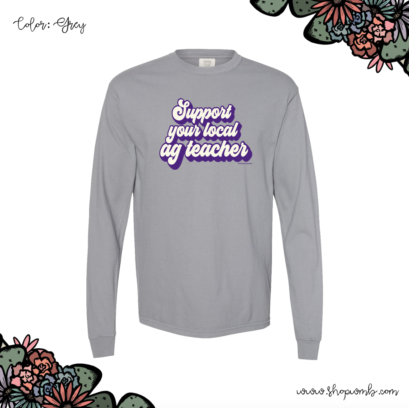Retro Support Your Local Ag Teacher Purple LONG SLEEVE T-Shirt (S-3XL) - Multiple Colors!