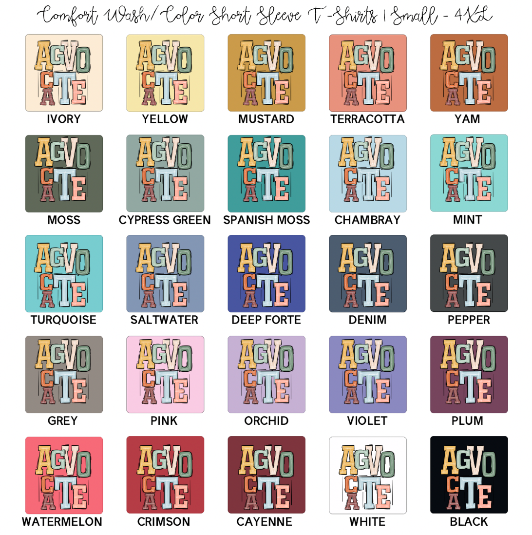 Boho Colors Agvocate ComfortWash/ComfortColor T-Shirt (S-4XL) - Multiple Colors!