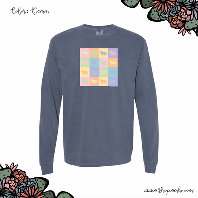 Pastel Checker Pig LONG SLEEVE T-Shirt (S-3XL) - Multiple Colors!