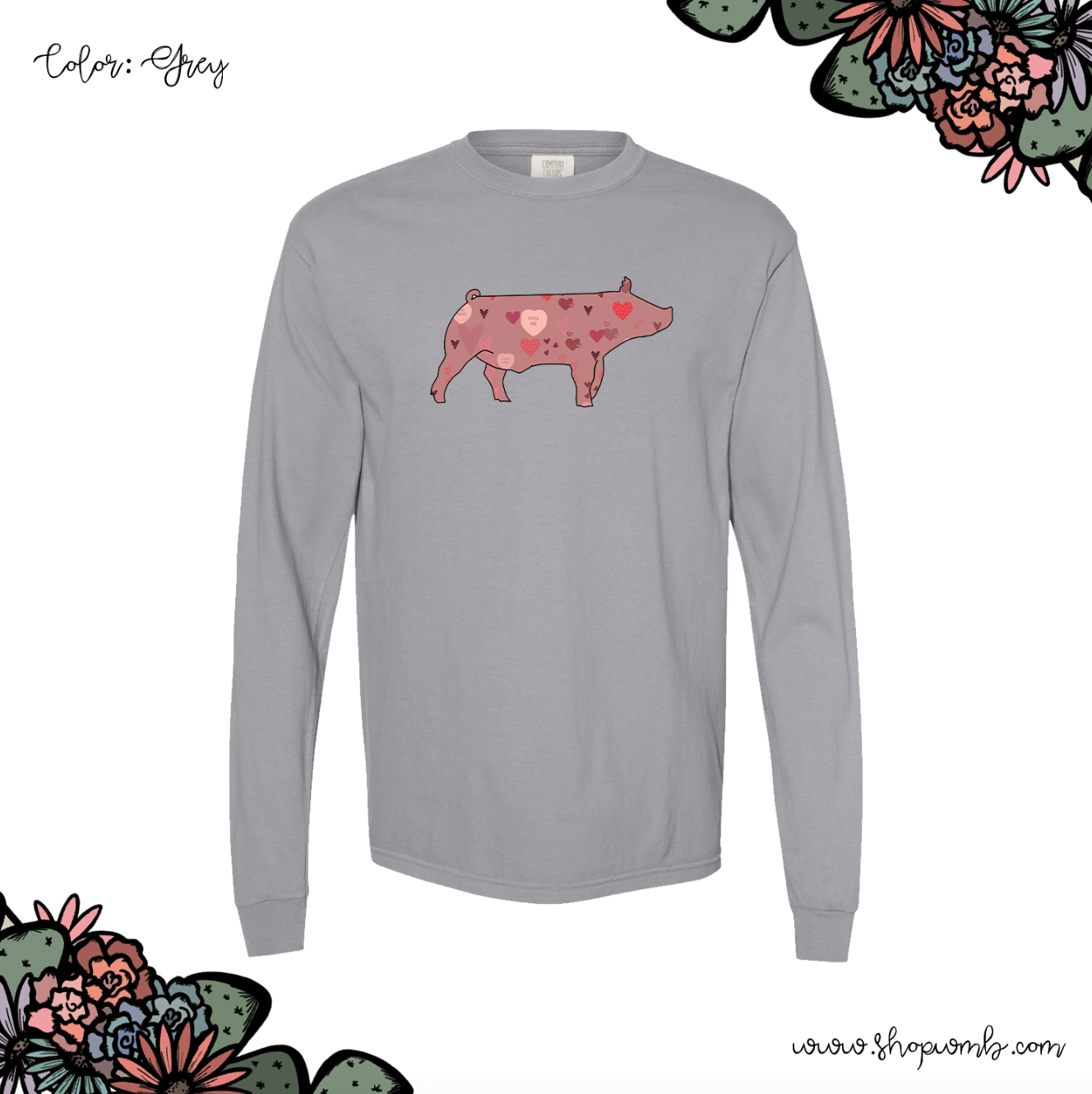 Valentines Pig LONG SLEEVE T-Shirt (S-3XL) - Multiple Colors!