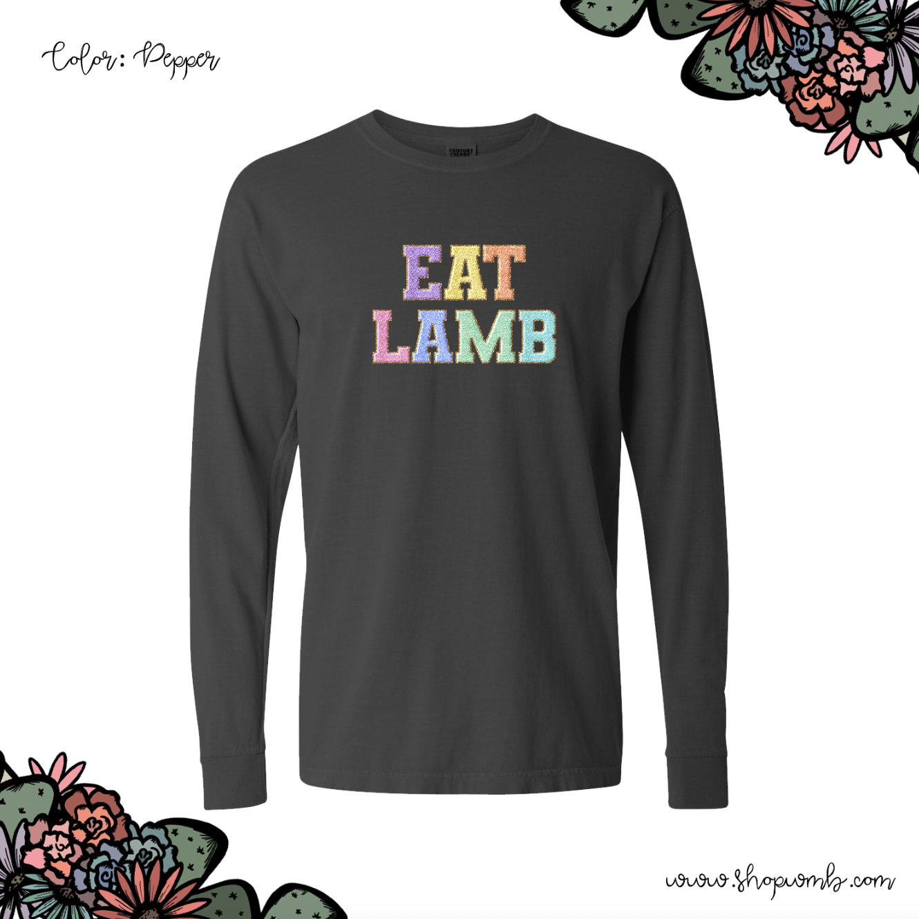 Faux Chenille Eat Lamb LONG SLEEVE T-Shirt (S-3XL) - Multiple Colors!