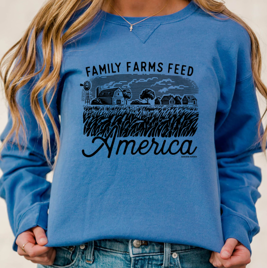 Family Farms Feed America Crewneck (S-3XL) - Multiple Colors!