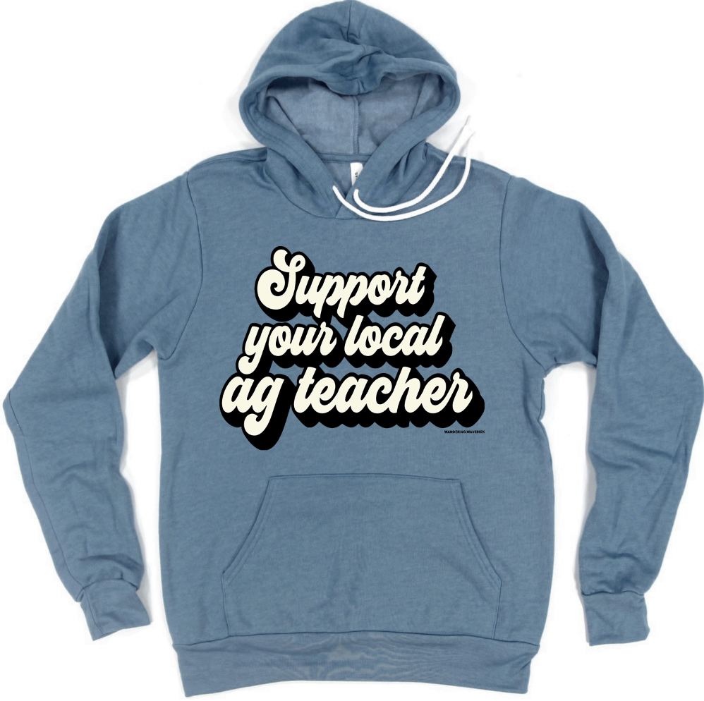 Retro Support Your Local Ag Teacher Black Hoodie (S-3XL) Unisex - Multiple Colors!