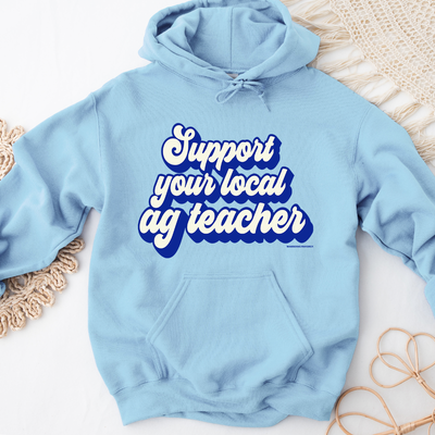 Retro Support Your Local Ag Teacher Blue & White Hoodie (S-3XL) Unisex - Multiple Colors!