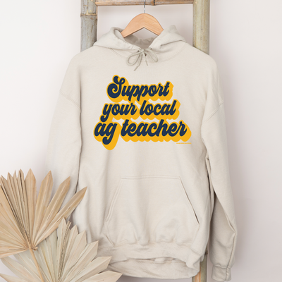 Retro Support Your Local Ag Teacher Navy & Gold Hoodie (S-3XL) Unisex - Multiple Colors!