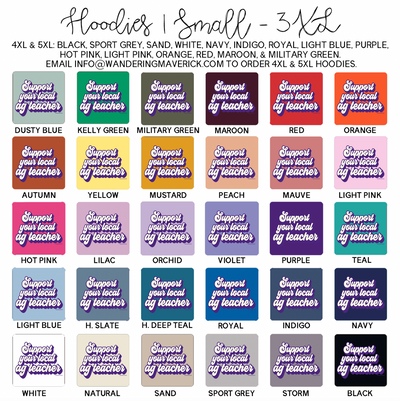 Retro Support Your Local Ag Teacher Purple Hoodie (S-3XL) Unisex - Multiple Colors!