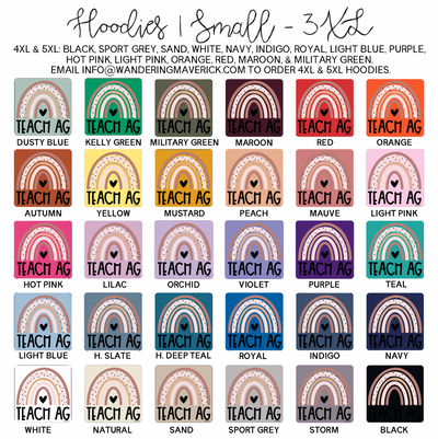 Teach Ag Rainbow Hoodie (S-3XL) Unisex - Multiple Colors!
