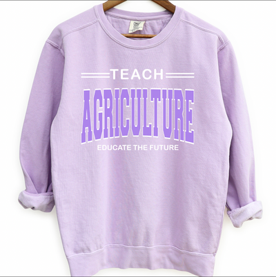 Teach Agriculture Educate the Future Purple Crewneck (S-3XL) - Multiple Colors!