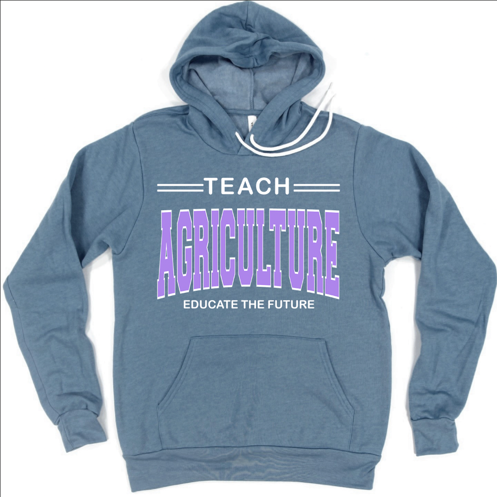Teach Agriculture Educate the Future Purple Hoodie (S-3XL) Unisex - Multiple Colors!