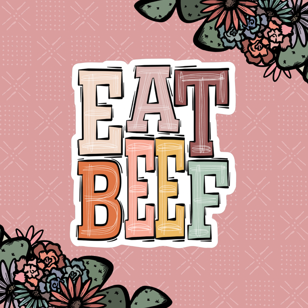 Boho Colors Eat Beef Sticker